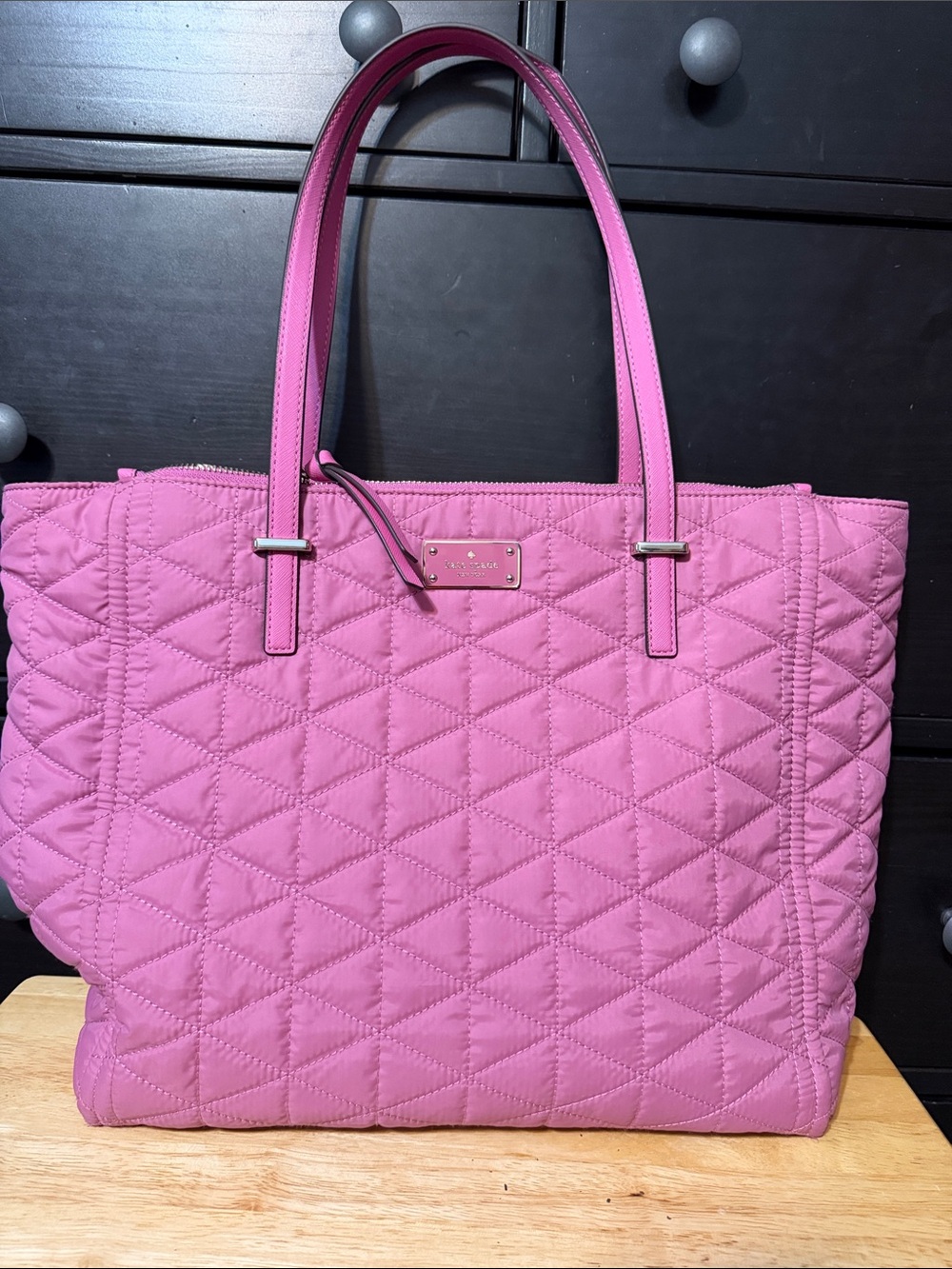 Quilted Lavender Kate Spade Tote Bag - Women's Shoulder Bag